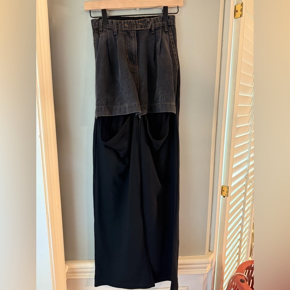 Beulah Wide Leg Black and Gray Jogger Jeans Small